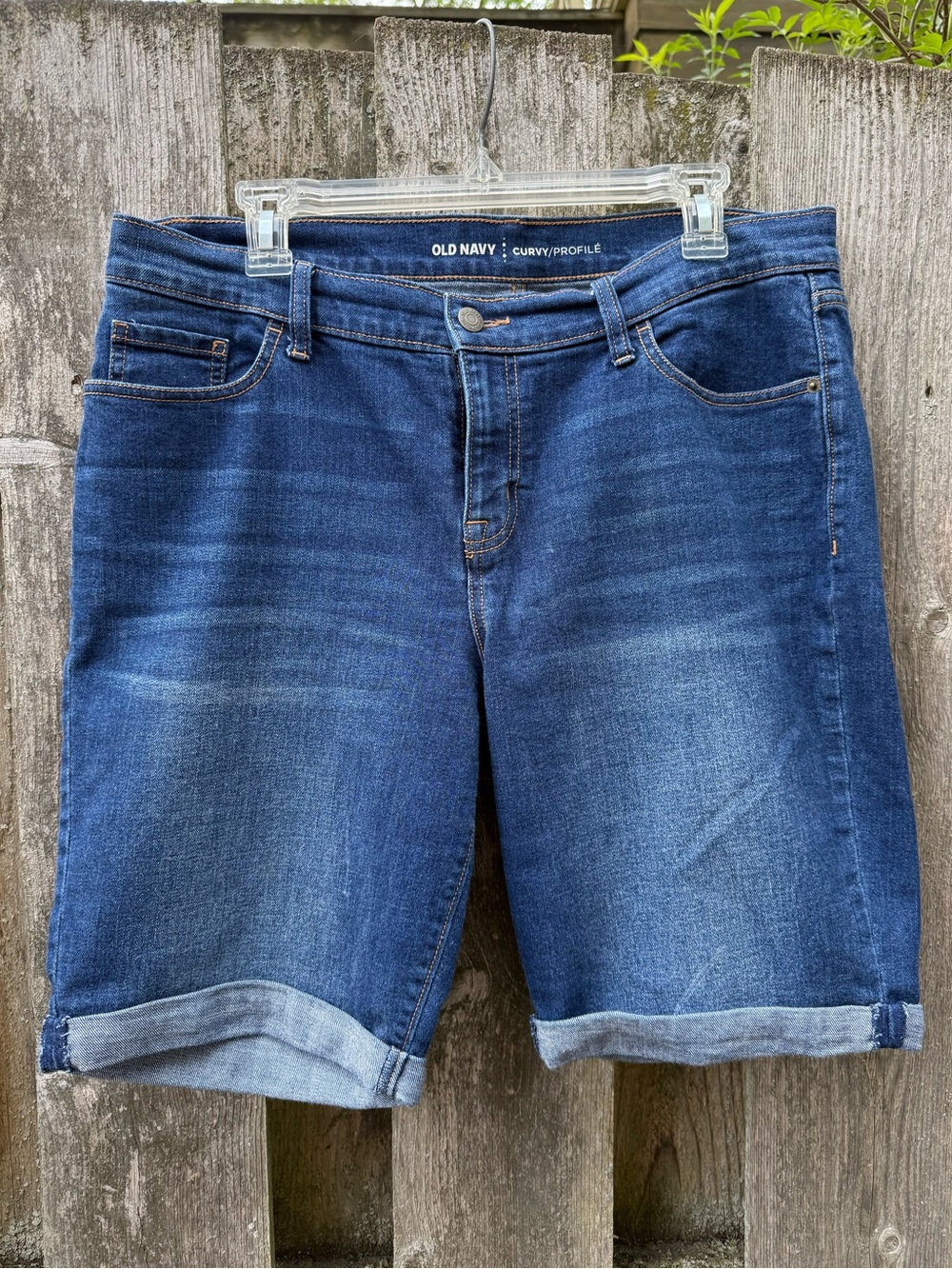 Old Navy Curvy Style Denim Roll-Cuff Bermuda Shorts